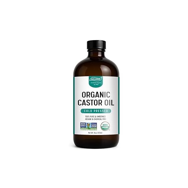 Organic Castor Oil - Cold-Pressed, Hexane-Free, Vegan (16oz) Nourishing Hair & Skin Treatment, Lash Brow Serum,16oz