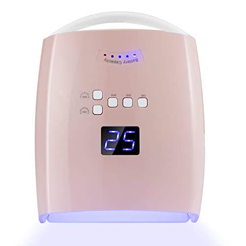 48W Rechargeable UV LED Nail Lamp,Cordless Professional Gel Nail Lights Nail Art Manicure Tools for Home and Salon (Pink)