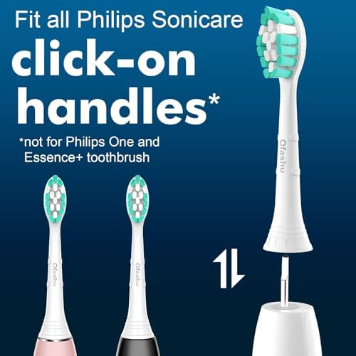 Replacement Toothbrush Heads Compatible with Philips Sonicare Protectiveclean C1 C2 4100 5100 6100 9024 6250, White, 10 Sonic Electric Brush Head (Green White, Medium)