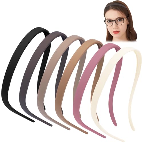 TOBATOBA Headbands for Glasses Wearers - No Pressure, No Headache - Non Slip Square Headbands for Women & Girls, 6 Pcs