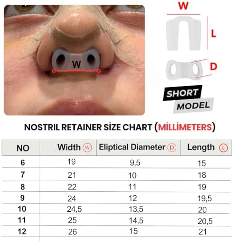 Nostril Retainer Short Model | Nostril Retainer Rhinoplasty | Nasal Retainer Rhinoplasty & Nose Splint for Rhinoplasty Recovery | 100% High Grade Silicone | Nostril Retainer Size (7)