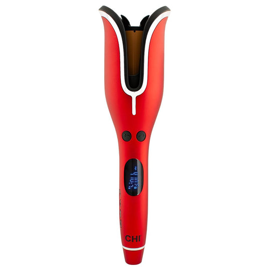 CHI Spin N Curl, Curling Iron For Healthy & Shiny Effortless Curls & Waves, Provides Preset Temperature Settings For Each Hair Texture, Ruby Red