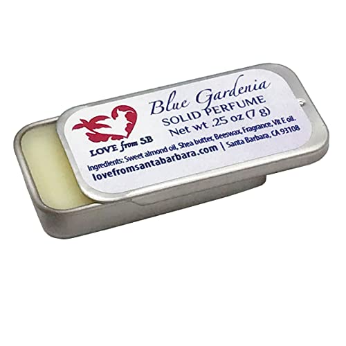 Compact Personal Blue Gardenia Solid Perfume | Luxurious Artisan Spa Gift for Her | Escape to the Islands | Convenient, purse or travel bag size | Gardenia Perfume