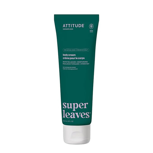 ATTITUDE Body Cream, EWG Verified Moisturizer, Vegan Moisturizing Products For Dry Skin, Dermatologically Tested, White Tea Leaves, 8 Fl Oz
