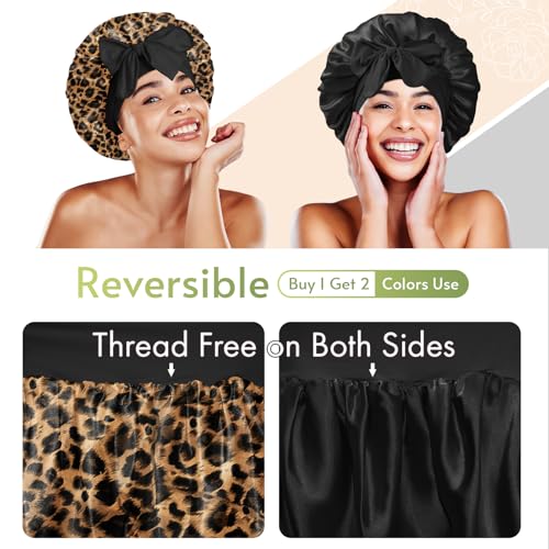 BONNET QUEEN Silk Bonnet for Sleeping Women Reversible Double Layer Satin Bonnet Hair Bonnet Night Sleep Cap for Curly Hair