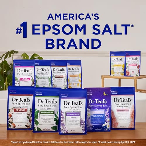 Dr Teal's Pure Epsom Magnesium Salt Soak, Clarify & Smooth with Witch Hazel & Aloe Vera, 3 lbs (Pack of 4)