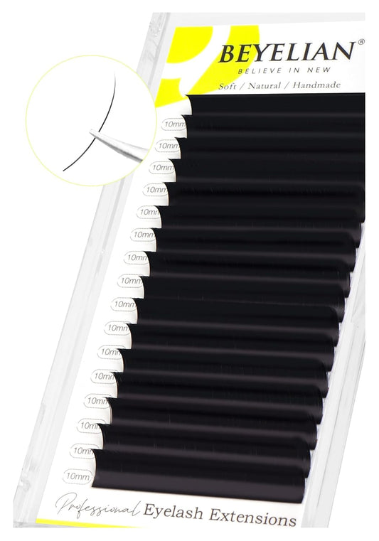 BEYELIAN Eyelash Extension 0.05 C Curl 10mm Natural Matte Black Tray Easy Fan Lash Extensions Volume Lashes Classic Professional Salon Use (0.05 C 10mm)