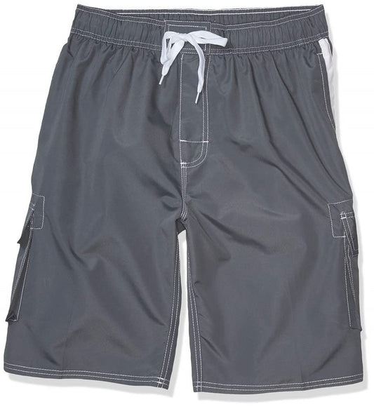 Asbury Threadz Men's Mako Core Performance Elastic Waist Swim Trunk, Charcoal, XX-Large