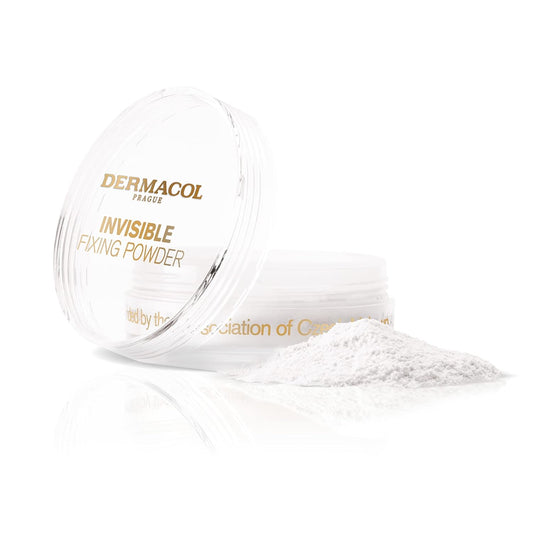 Dermacol - Invisible Fixing Face Powder, Touch-proof Translucent Setting Powder for Oily Skin & Other Skin Types, Loose Powder Makeup, Frangrance-Free Matte Powder with Powder Puff, White, 13.5 g