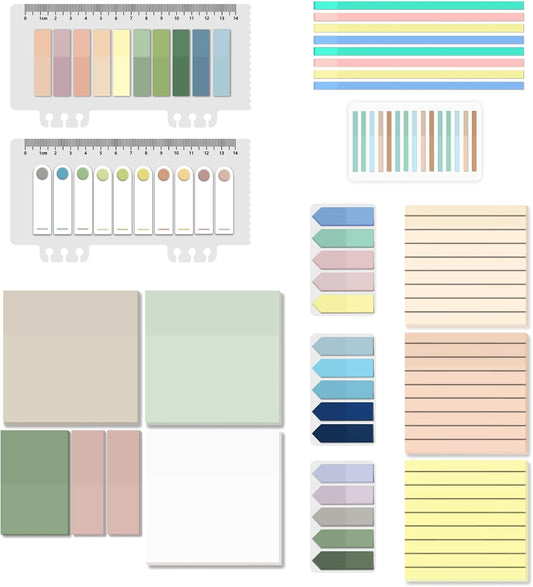 BAYTORY 1610 Sheets Transparent Sticky Notes with Highlighter Tape, Clear Waterproof 3 x 3 inch See Through Memo Pad, Self-Adhesive Translucent Writable Index Tabs for Annotating Books