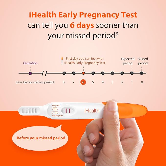 iHealth Early Detection Pregnancy Test, 2-Pack 99% Accurate Home HCG Test Kit, Results 6 Days Sooner with High-Sensitivity 10mIU/mL, Easy Dip & Read Clear Results