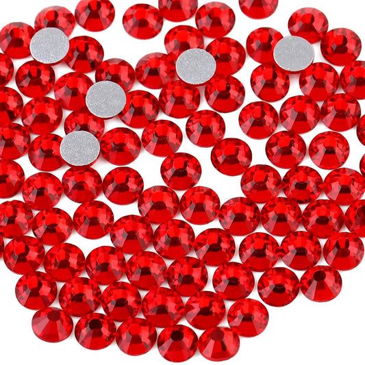 beadsland Flat Back Crystal Rhinestones Round Gems, Light Siam (2.7-2.8mm) SS10/1440pcs