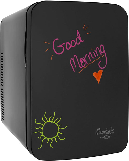 Cooluli 15L Mini Fridge with Magnetic Blackboard - Portable Small Refrigerator for Travel, Car & Office, V15LE2BK
