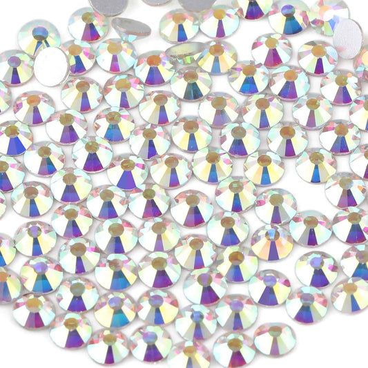 beadsland Flat Back Crystal Rhinestones Round Gems for Nail Art and Craft Glue Fix, CrystalAB (1.3-1.4mm) SS3/1440pcs