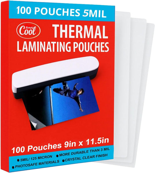 5MIL Thermal Laminating Sheets (100 Count) 9x11.5 inch, Letter Size Dry-Erase Friendly Laminating Pouches, Compatible with Laminators, Crystal Clear Laminated Finish