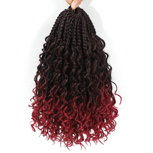8 Packs Crochet Box Braids- 10 Inch Bohomian Box Braid Crochet Hair Boho Box Braids Crochet Braids Hair Synthetic Braiding Hair Goddess Box Braids Crochet Hair for black women (10(8Packs), 1B/Bug)