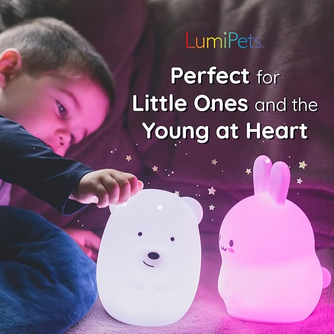 Lumipets Remote Control Silicone Night Light for Kids - Pig Design with 9 Soft Colors & Sleep Timer - Rechargeable, Battery-Operated Lamp for Bedroom | Baby Nursery, Toddler, Girls, Boys