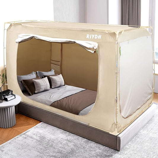 Bed Tent Bed Canopy Full Size Tents for Adult and Kids- Original Design Portable Dream Tent Indoor Sleeping 80% Blackout with 3 Doors Breathable Big Space Tents