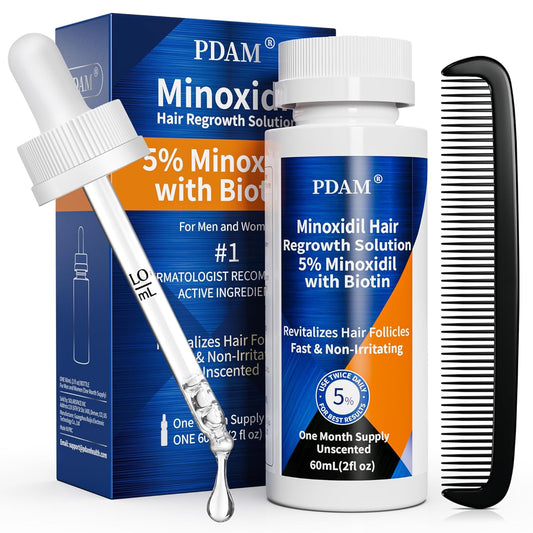 5% Minoxidil for Men Hair & Beard Growth Kit, Minoxidil for Women Hair Growth Serum, Extra Strength Hair Loss Treatment for Thinning Hair, Promotes Thicker Fuller Regrowth, Nourishes Scalp, 2oz