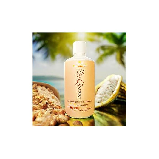 Anti-Frizz Deep Conditioning Masque, Revitalize Dry Frizzy Hair Infused with Organic White Flower Extracts, Safe for Colored Hair, Sulfate and Paraben-Free.
